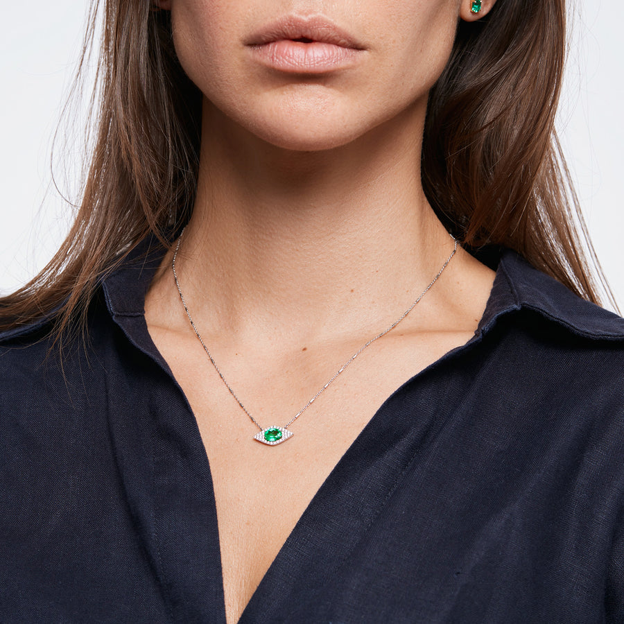 Colombian Emerald and Diamond EYE Necklace