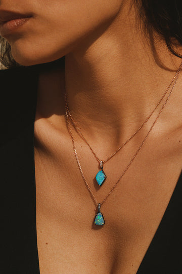 Australian Kite Opal and Diamond Necklace