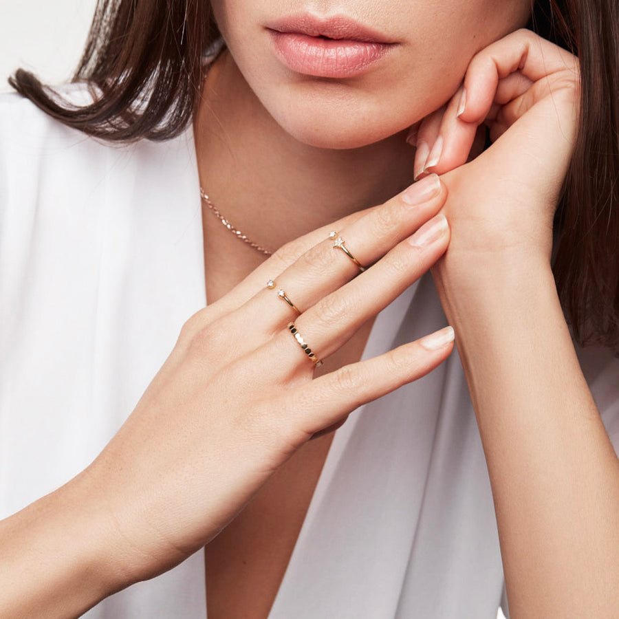 Gold Diamond Star Pavé Open Ring PETITE ETOILE - L'Escalet Jewellery