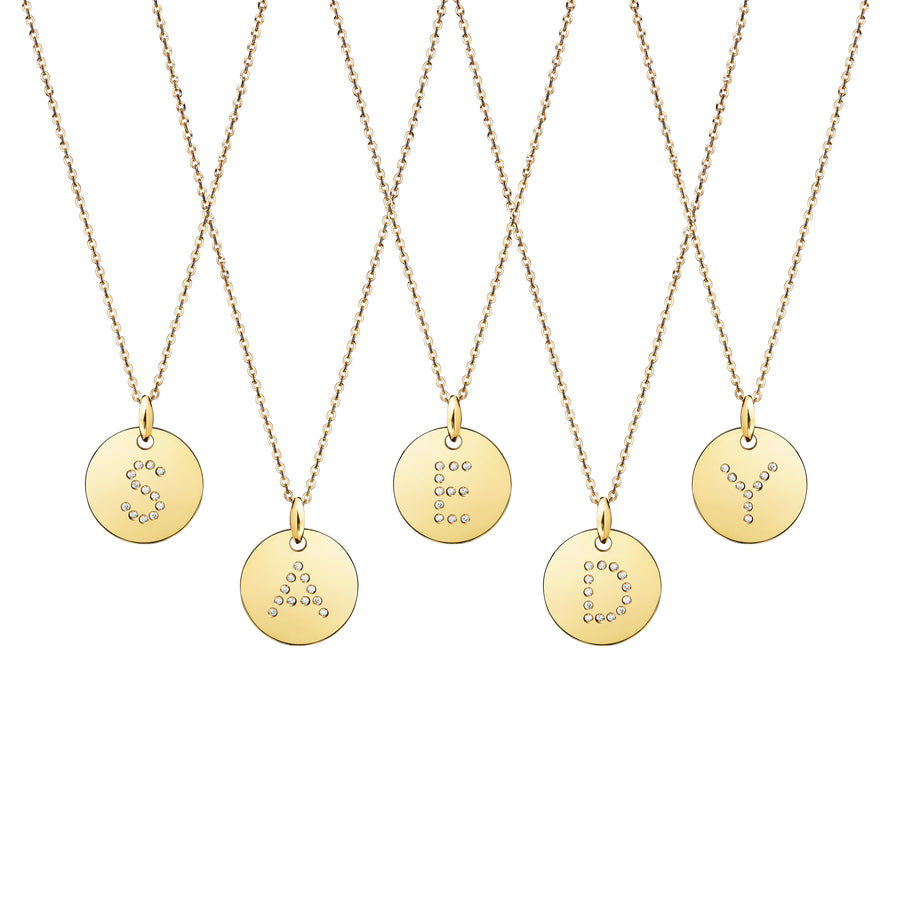 18k Gold Medallion with Diamond Initial