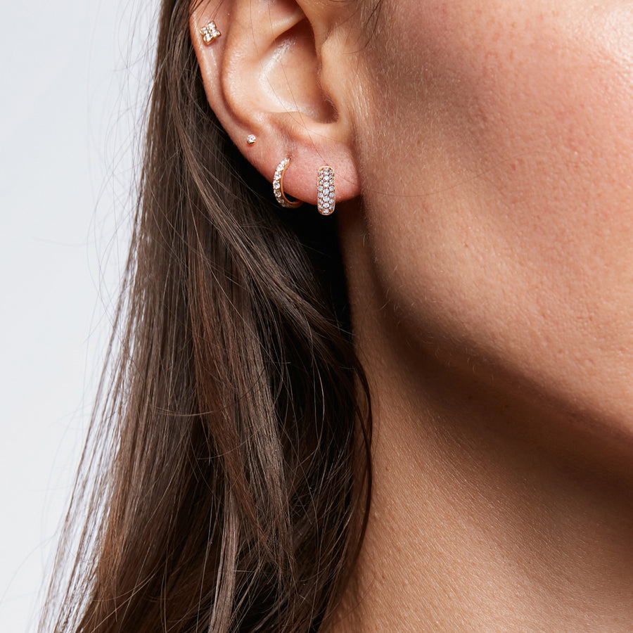 COMÈTE Triple Row Diamond Huggies Earrings