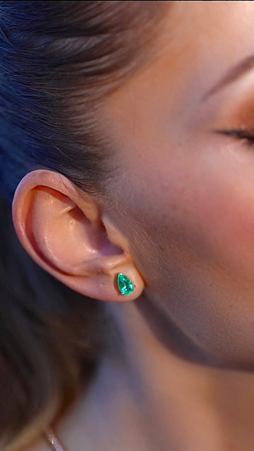 The Aqua Green Colombian Emerald Stud Earrings