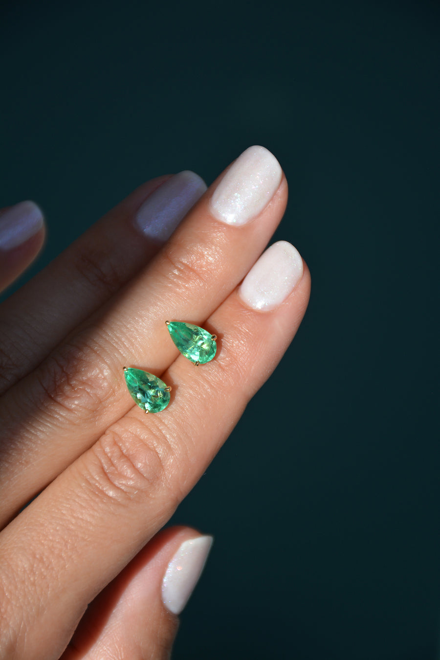 The Aqua Green Colombian Emerald Stud Earrings