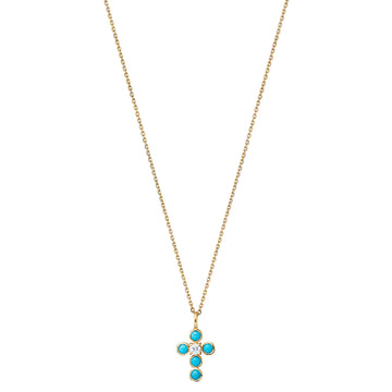 Turquoise and Diamond Cross Pendant