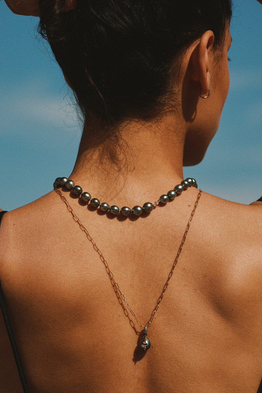 Tahiti Pearl Choker Necklace with Diamond