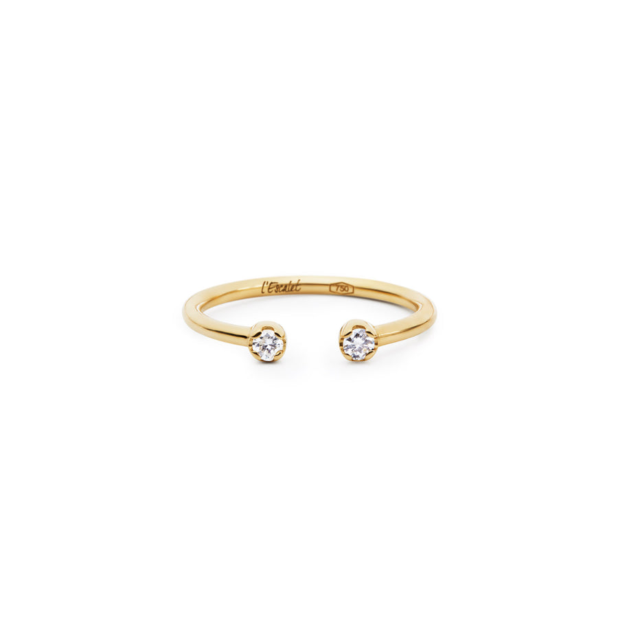 Delicate 2 Diamonds Open Ring in 18k Yellow, Rose or White Gold.