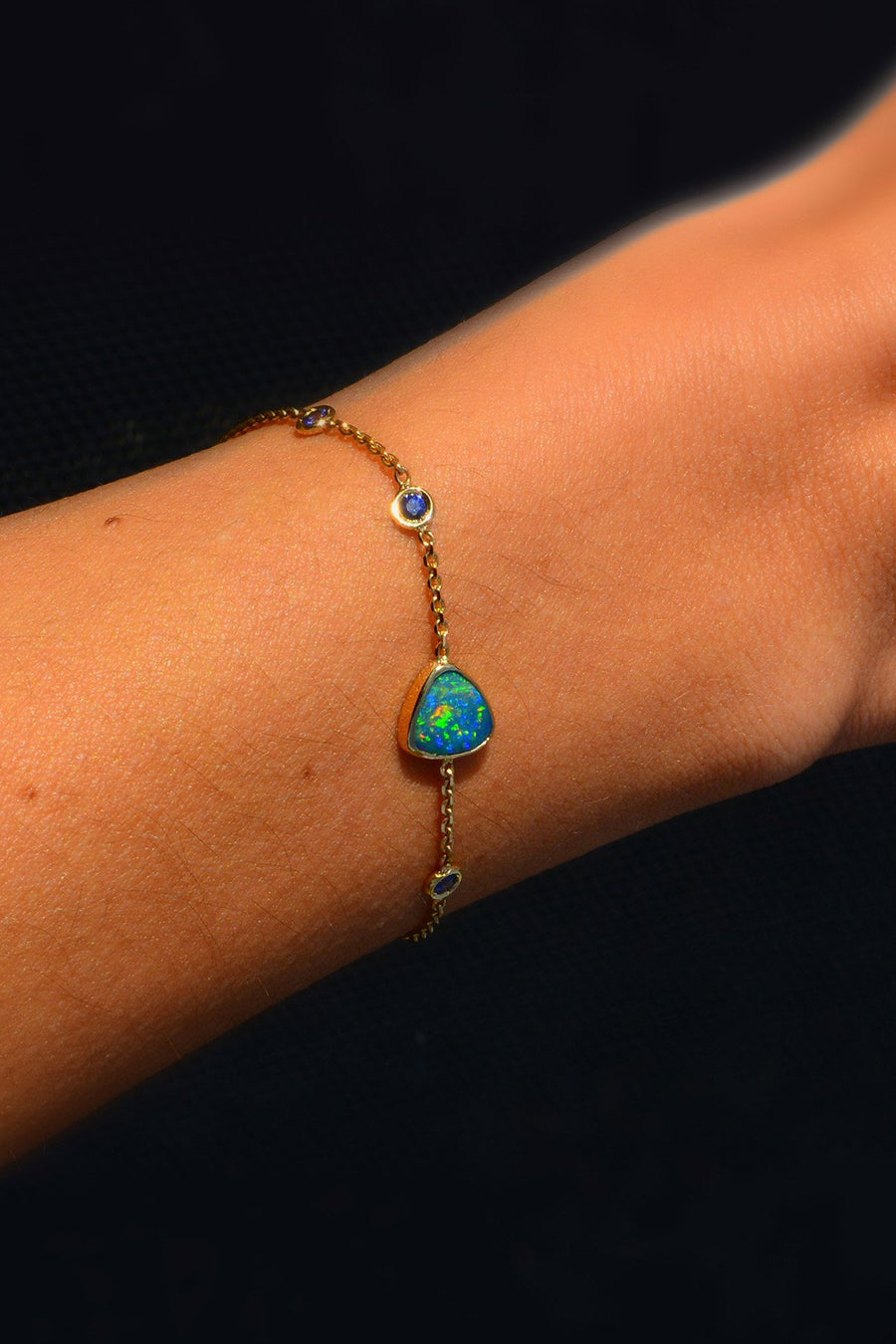 Black Opal and Sapphires Bracelet II
