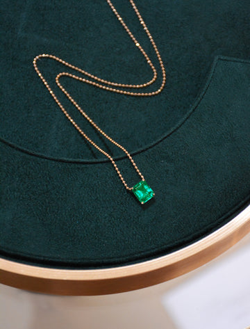 Colombian Emerald Necklace on Spheres Chain