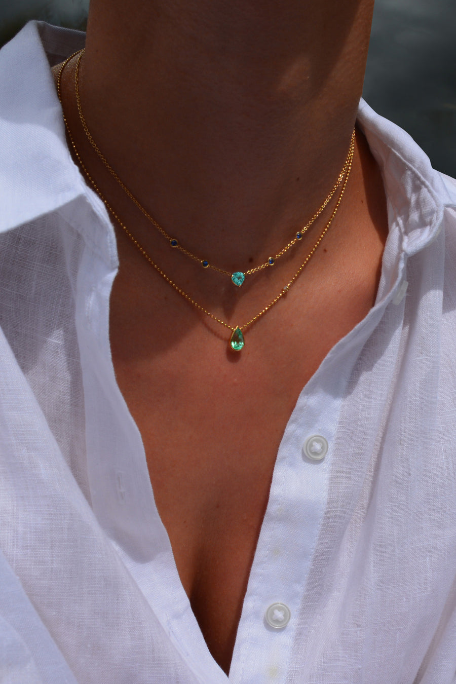 Paraiba Tourmaline and Sapphires Necklace