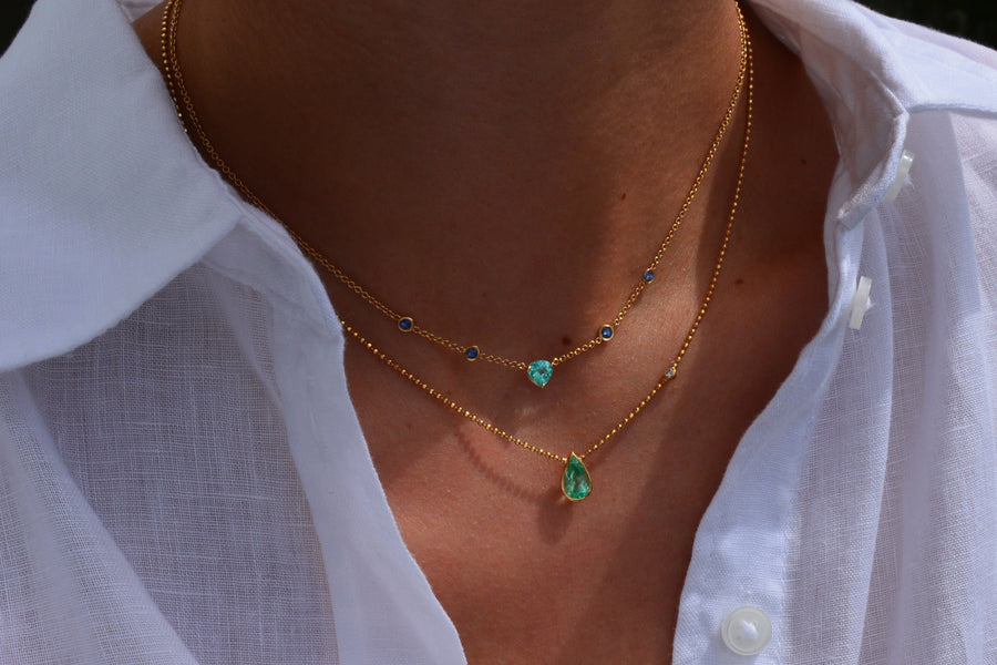 Paraiba Tourmaline and Sapphires Necklace
