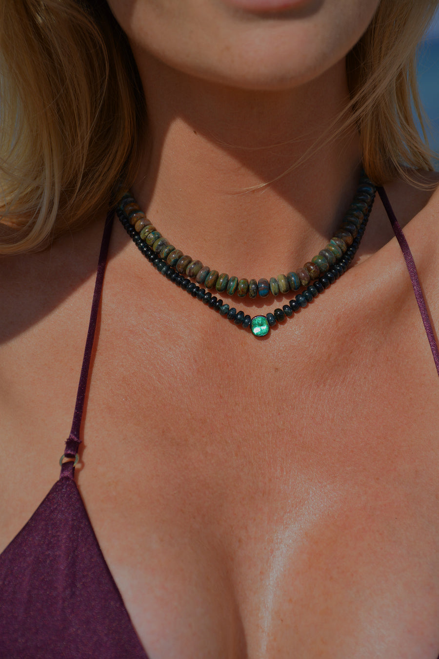 Colombian Emerald and Indicolite Tourmalines Necklace