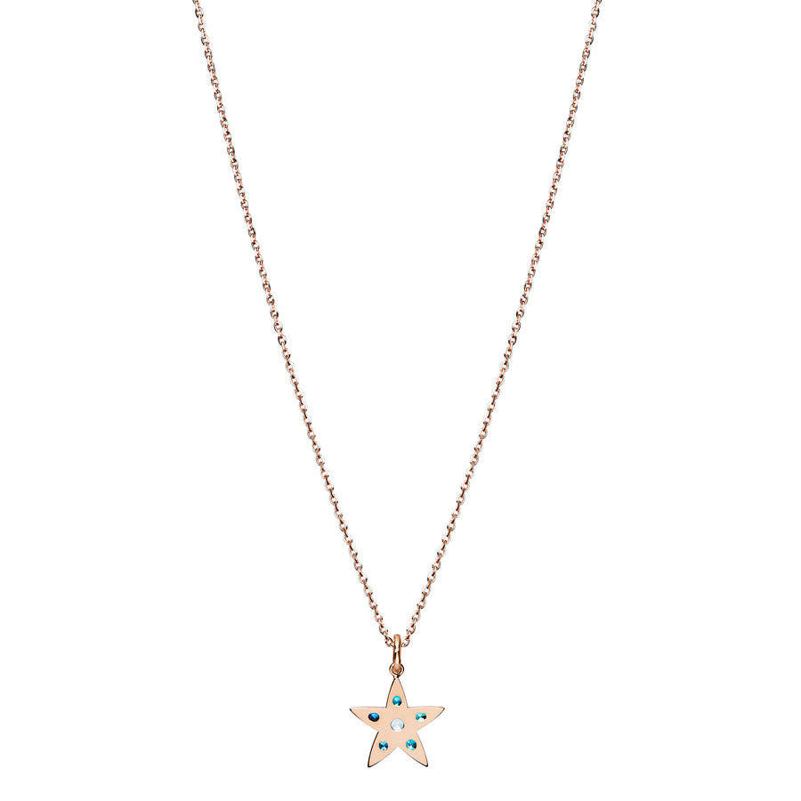 Star Rose Cut Diamond and Blue Sapphire Necklace - Handmade - L'Escalet Jewellery