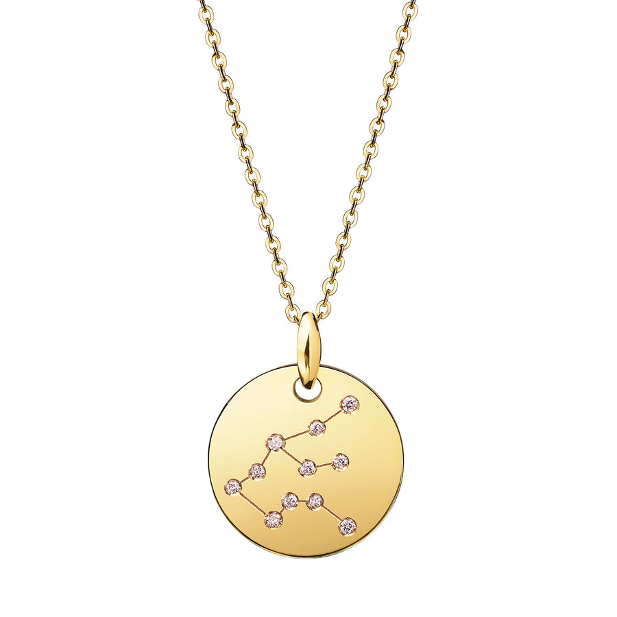Aquarius Constellation Necklace Gold Diamonds Zodiac Sign Star