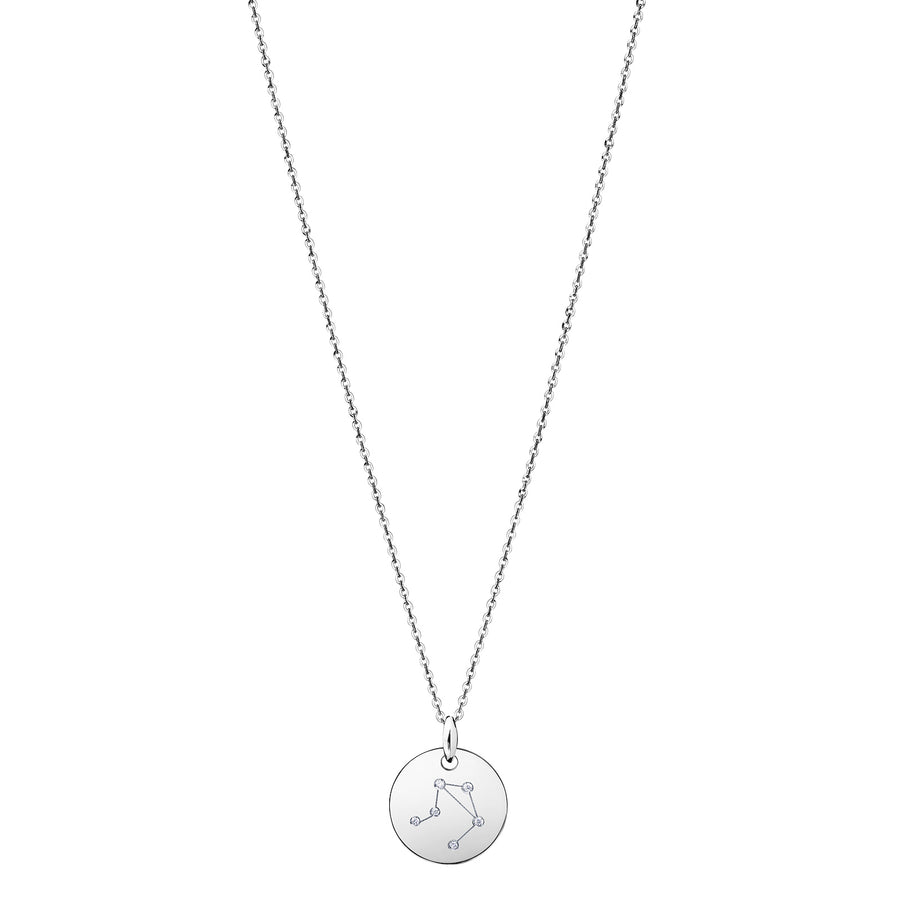 LIBRA Zodiac Sign Diamond Constellation Necklace: Astrology Star Sign 18K Gold or Silver Pendant