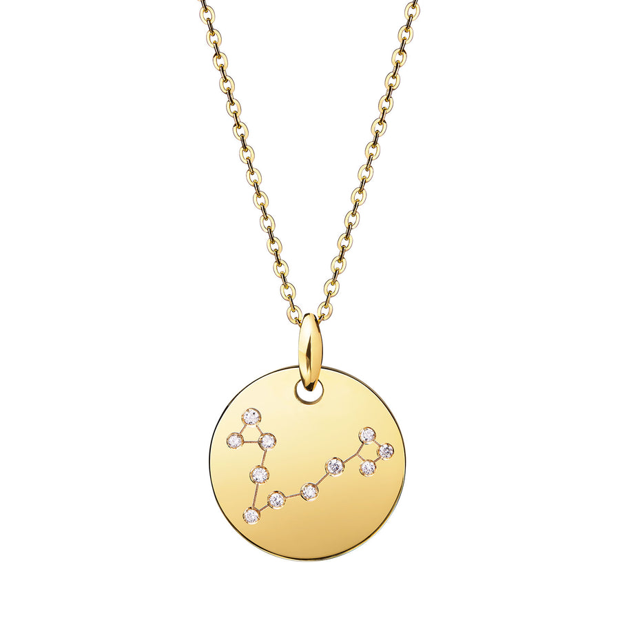 Pisces Constellation Necklace Diamond Yellow Gold Zodiac Sign Star