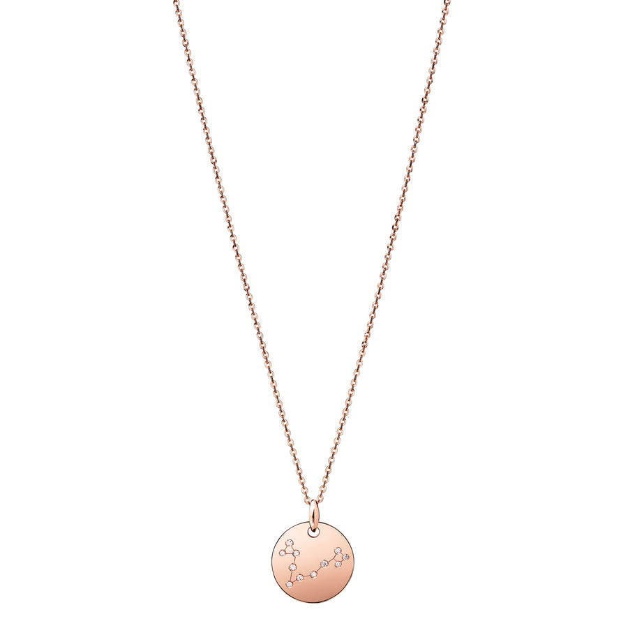 Pisces Constellation Necklace Diamond Rose Gold Zodiac Sign Star