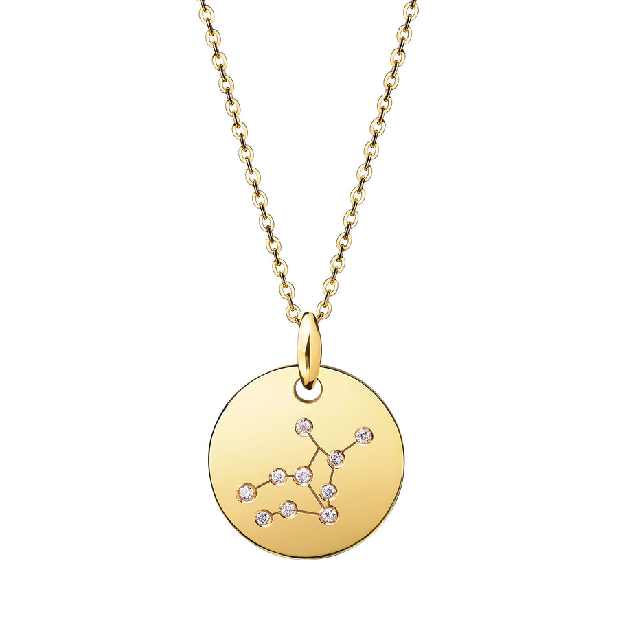 Virgo Constellation Necklace Diamond Yellow Gold Zodiac Sign Star