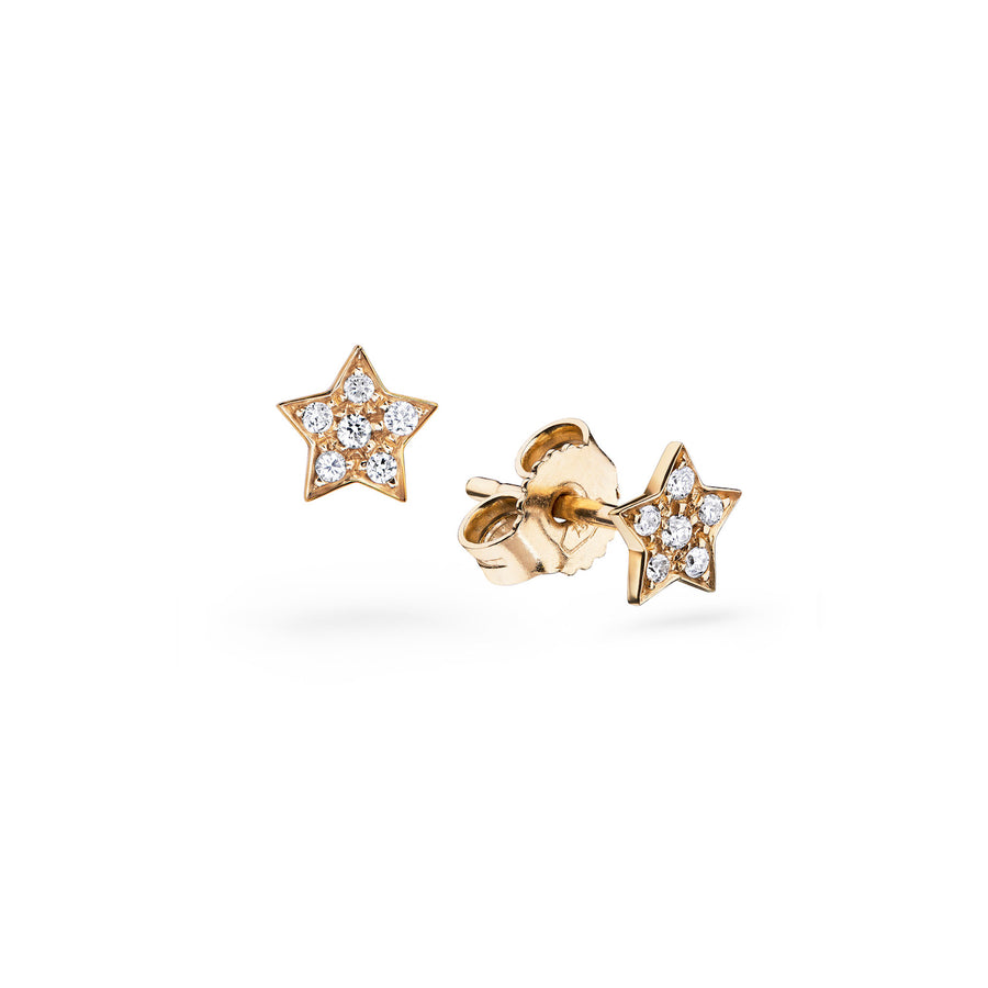 Star Pavé Diamond Stud Earrings Gold 18k - Handmade in Italy - L'Escalet Jewellery