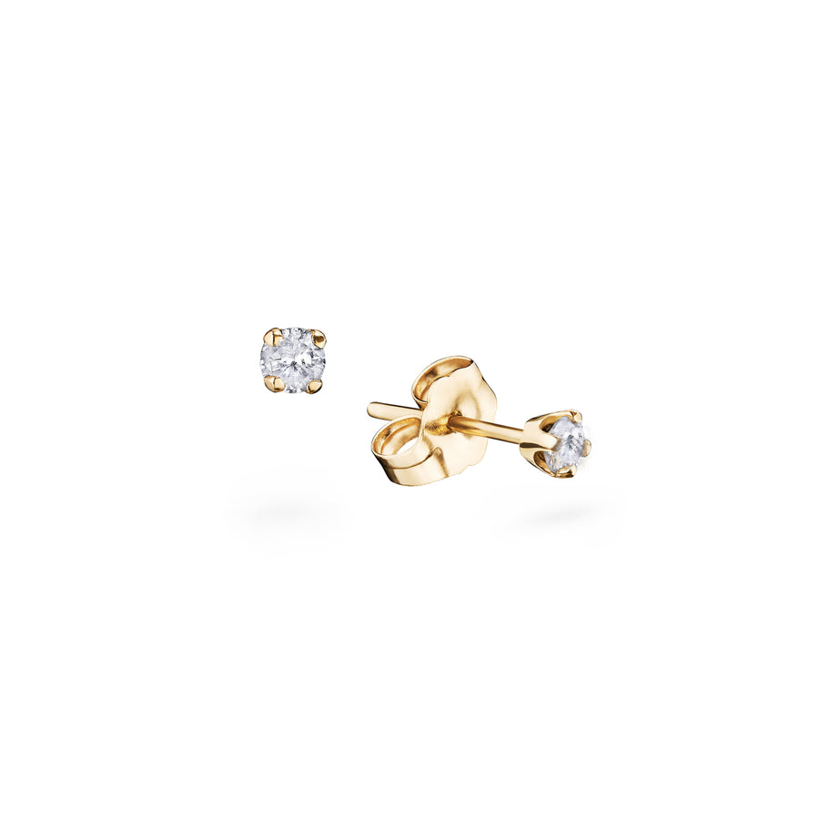 Tiny Gold Diamond Stud Earrings 0.1 carat - Delicate, sparkly jewellery essentials - Handmade in Italy - L'Escalet Jewellery
